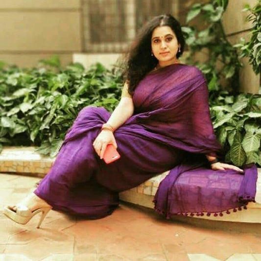 Violet Khadi Sarees - Dailybuyys