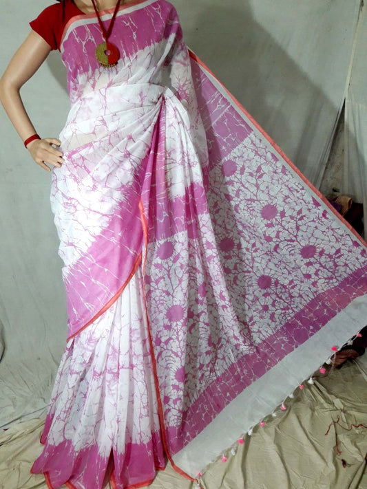 Purple Beige Pure Cotton Silk Sarees - Dailybuyys