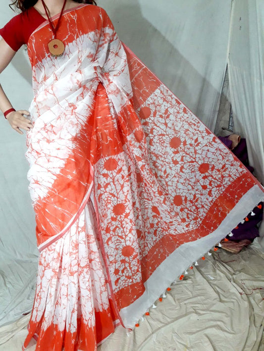 Red Beige Pure Cotton Silk Sarees - Dailybuyys