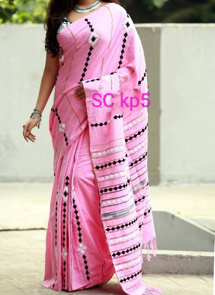 Pink Pure Cotton Khesh Sarees