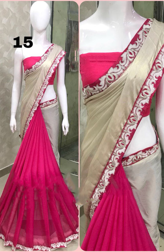Pink Georgette Sarees - Dailybuyys