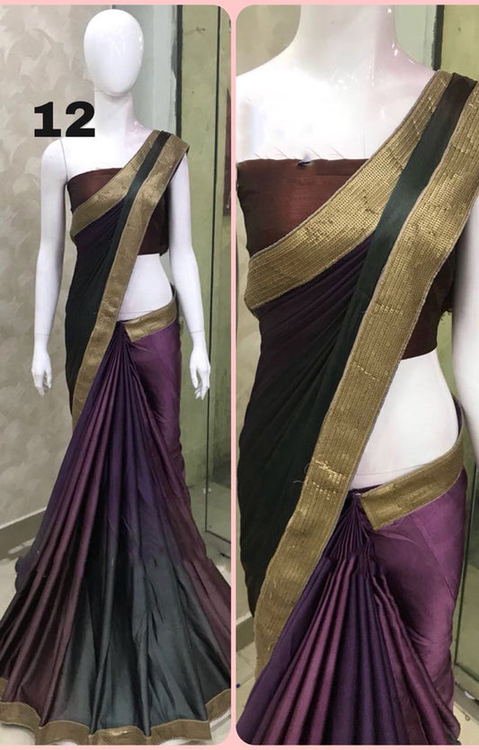 Violet Black Georgette Sarees - Dailybuyys