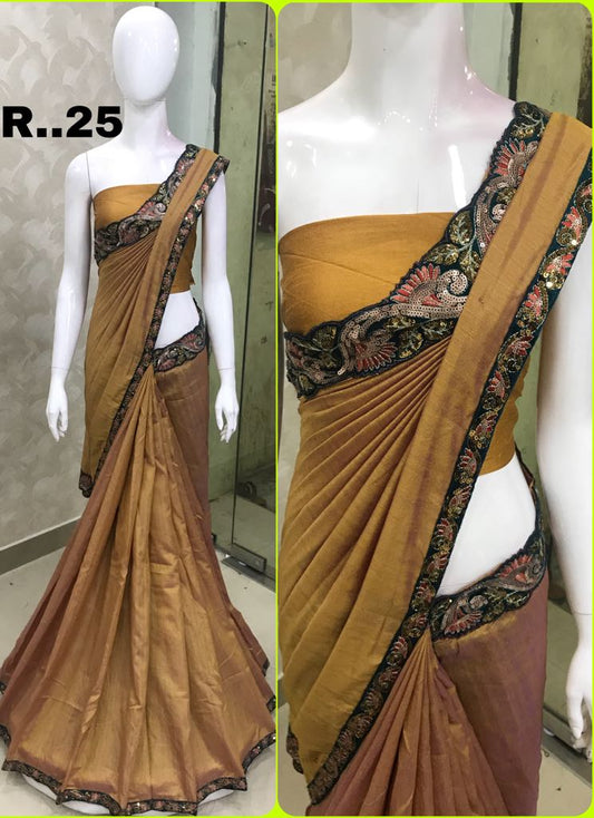 Yellow Georgette Sarees - Dailybuyys