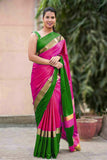 Purple Green Pure Cotton Silk Sarees Get Extra 10% Discount on All Prepaid Transaction