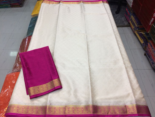 White Purple Pure Silk Sarees - Dailybuyys