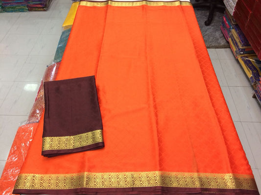 Orange Maroon Pure Silk Sarees - Dailybuyys