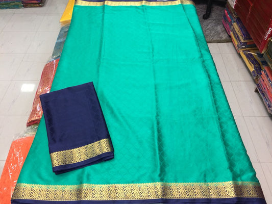 Green Blue Pure Silk Sarees - Dailybuyys