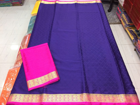 Blue Purple Pure Silk Sarees - Dailybuyys