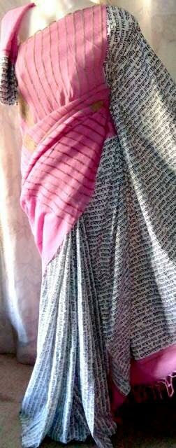 Pink Grey Pure Cotton Khesh Sarees - Dailybuyys