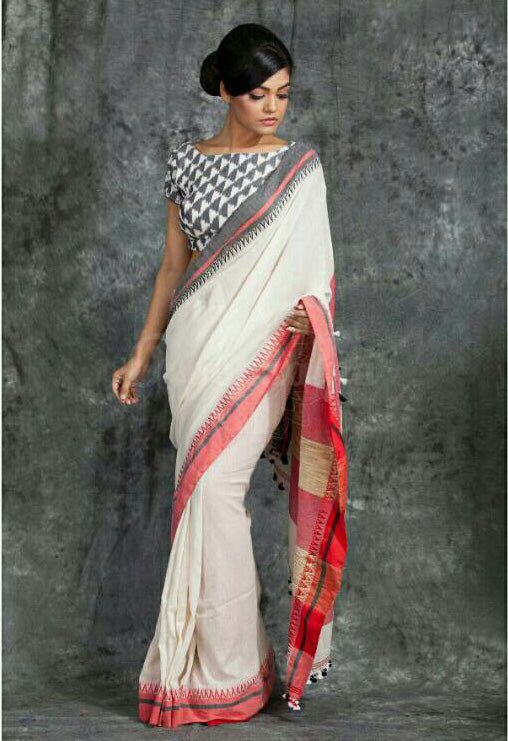 Beige Handloom Khadi Sarees - Dailybuyys