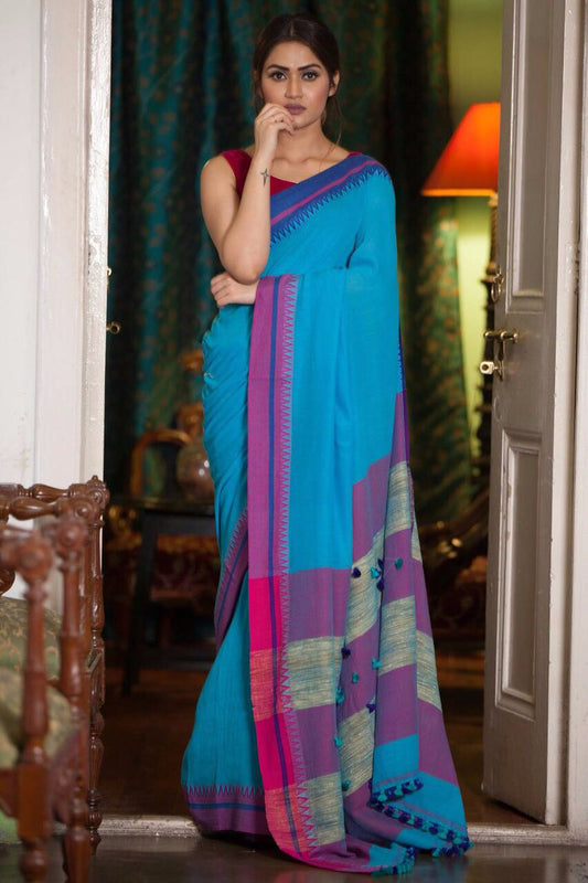 Blue Handloom Khadi Sarees - Dailybuyys
