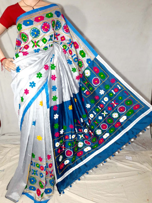Blue Pure Cotton Silk Sarees - Dailybuyys