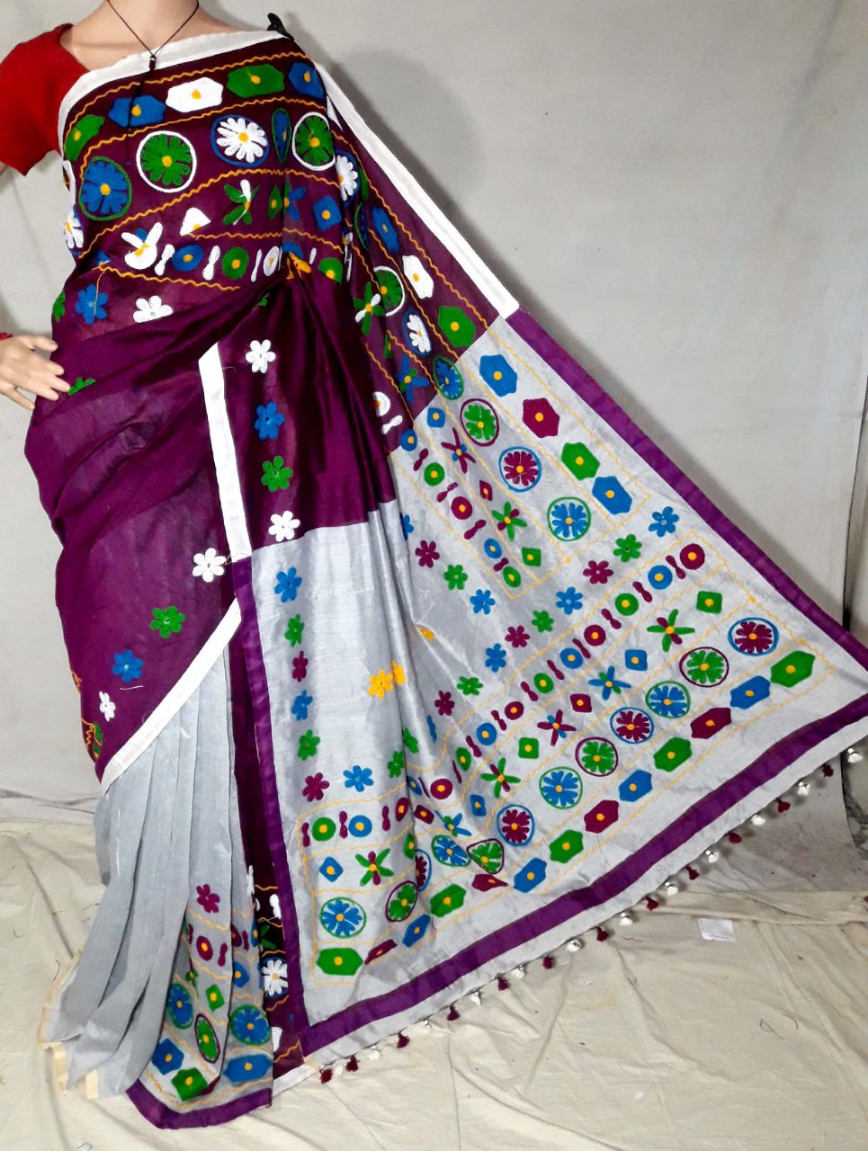 Violet Pure Cotton Silk Sarees - Dailybuyys