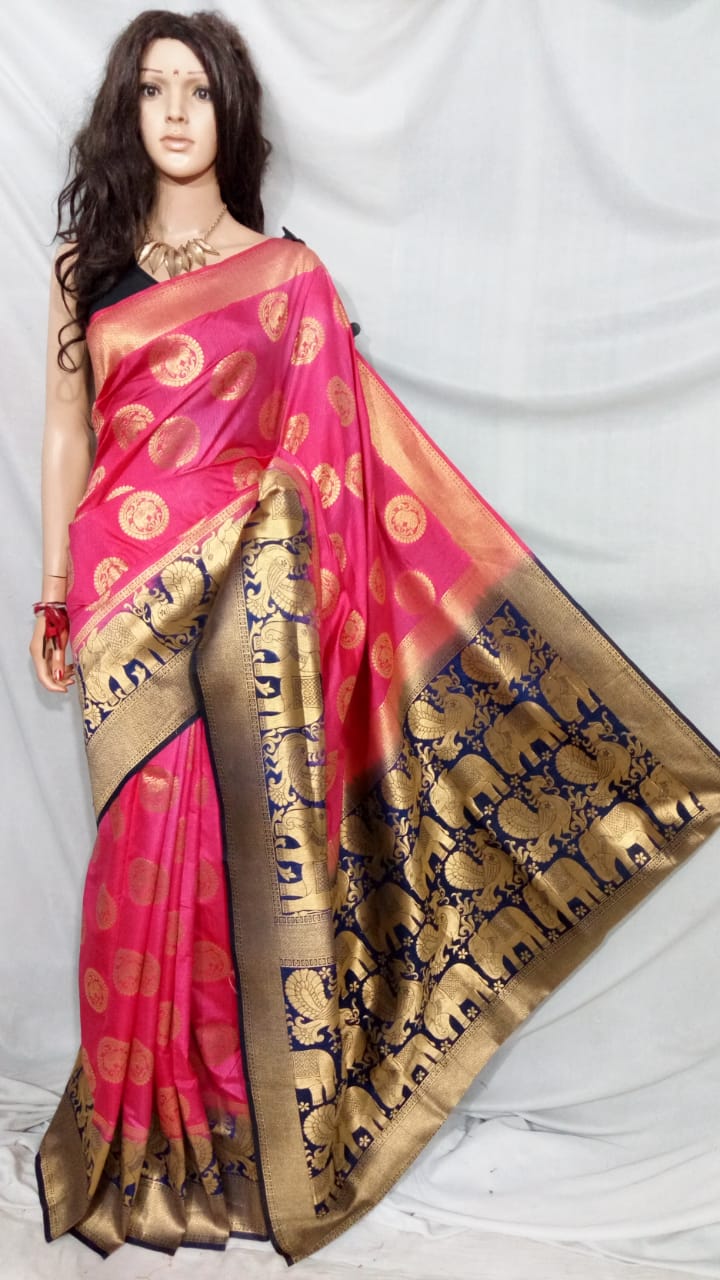Purple Black Pure Silk Sarees - Dailybuyys