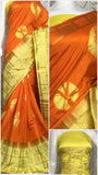 Orange Yellow Raw Silk Sarees