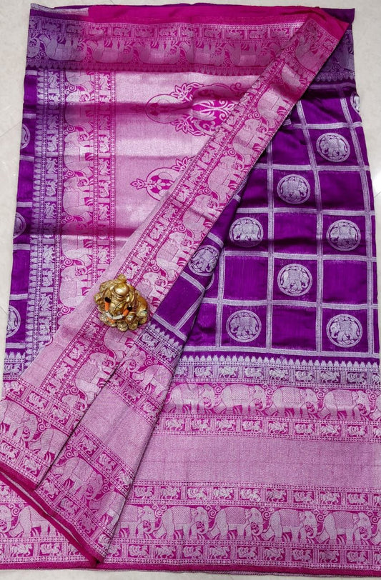 Purple Dupion Silk Sarees - Dailybuyys