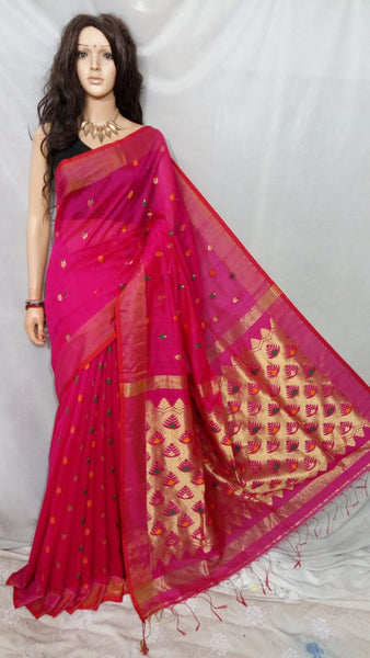 Purple Pure Cotton Handloom Sarees