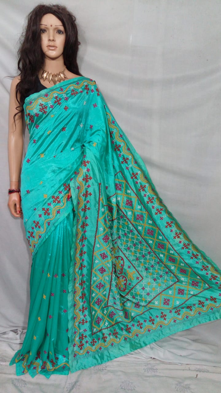 Blue Dupion Silk Sarees - Dailybuyys