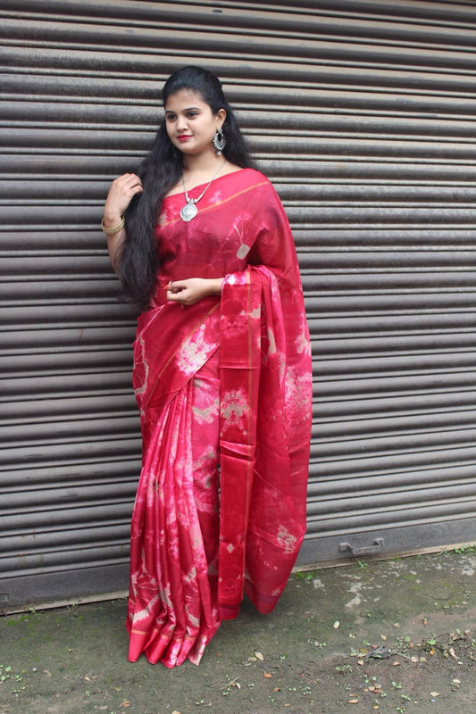 Red Pure Cotton Handloom Sarees - Dailybuyys