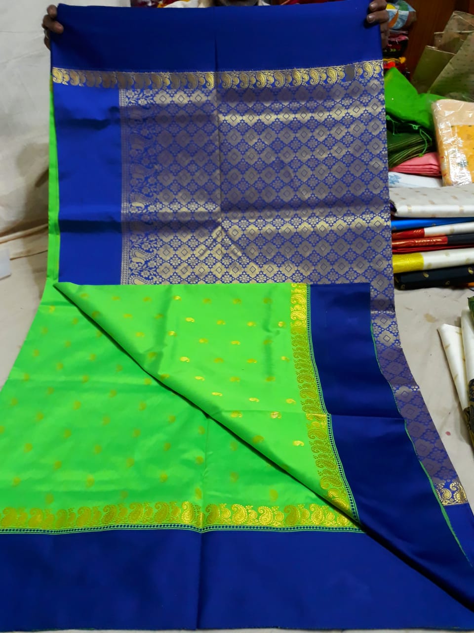 Blue Green Garad Silk Sarees - Dailybuyys