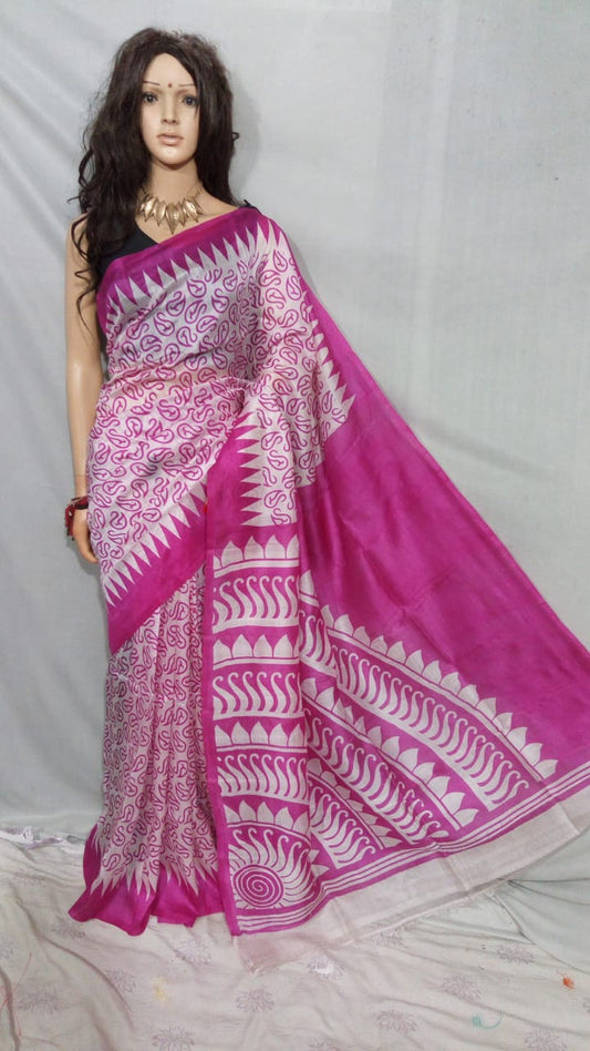 Purple Pure Silk Mark Certified Murshidabad Silk Sarees - Dailybuyys