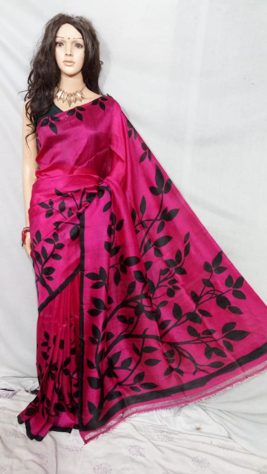 Purple Pure Silk Mark Certified Murshidabad Silk Sarees - Dailybuyys