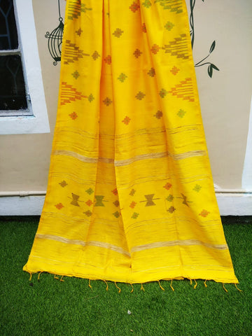 Yellow Pure Cotton Handloom Sarees