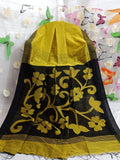 Yellow Black Pure Cotton Silk Sarees