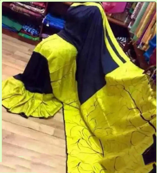 Blue Yellow Pure KK Silk Mark Certified Bishnupuri Silk Sarees - Dailybuyys