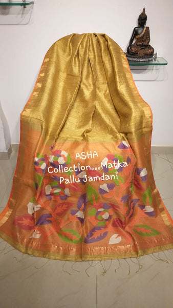 Yellow Matka Silk Sarees