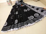 Black Bagru Printed Pure Cotton Sarees