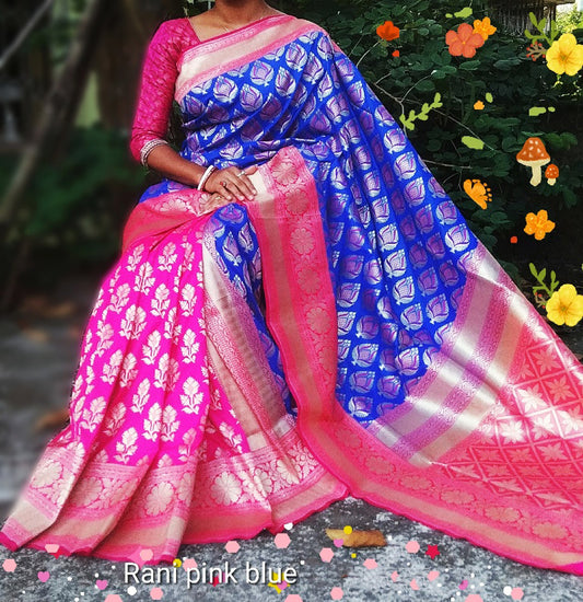 Blue Purple Banarasi Silk Sarees - Dailybuyys