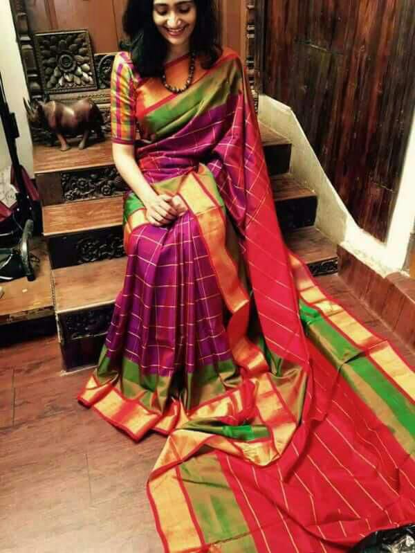 Purple Red Uppada Silk Sarees - Dailybuyys