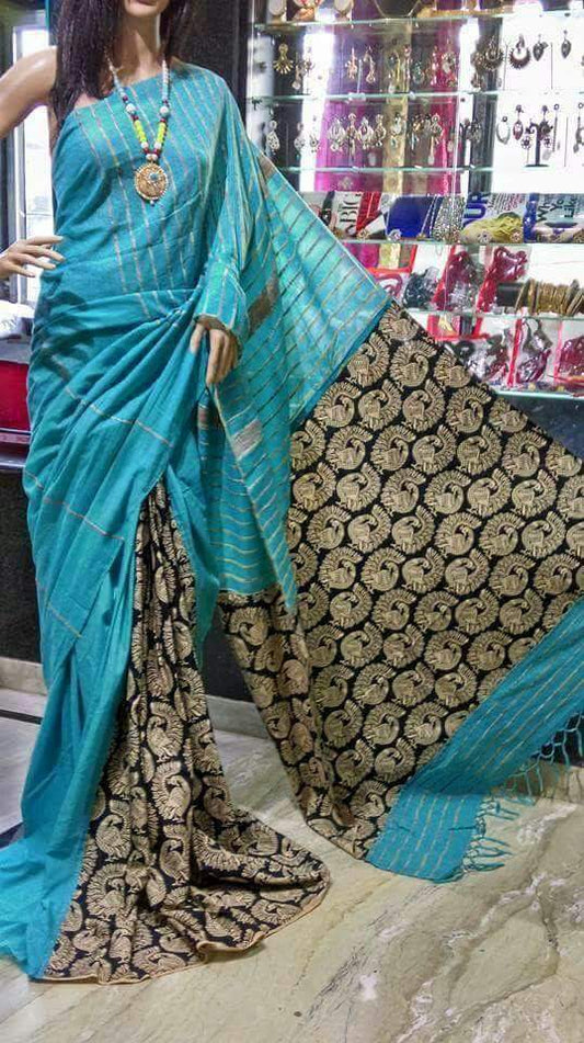 Blue Pure Cotton Khesh Sarees - Dailybuyys