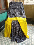 Black Yellow Pure Cotton Khesh Sarees