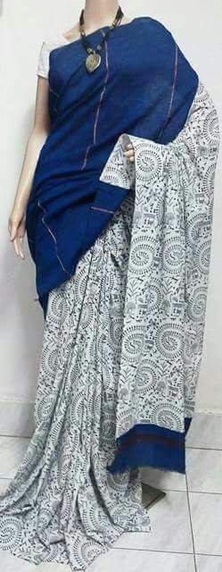 Blue Pure Cotton Khesh Sarees - Dailybuyys