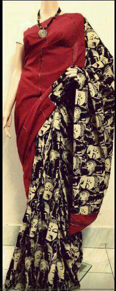 Maroon Pure Cotton Khesh Sarees - Dailybuyys