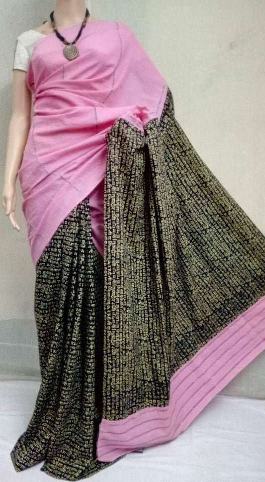 Pink Pure Cotton Khesh Sarees - Dailybuyys
