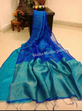Blue Matka Silk Mark Certified 1 Muslin Jamdani Sarees Get Extra 10% Discount on All Prepaid Transaction