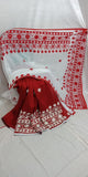 White Red Pure Cotton Handloom Sarees