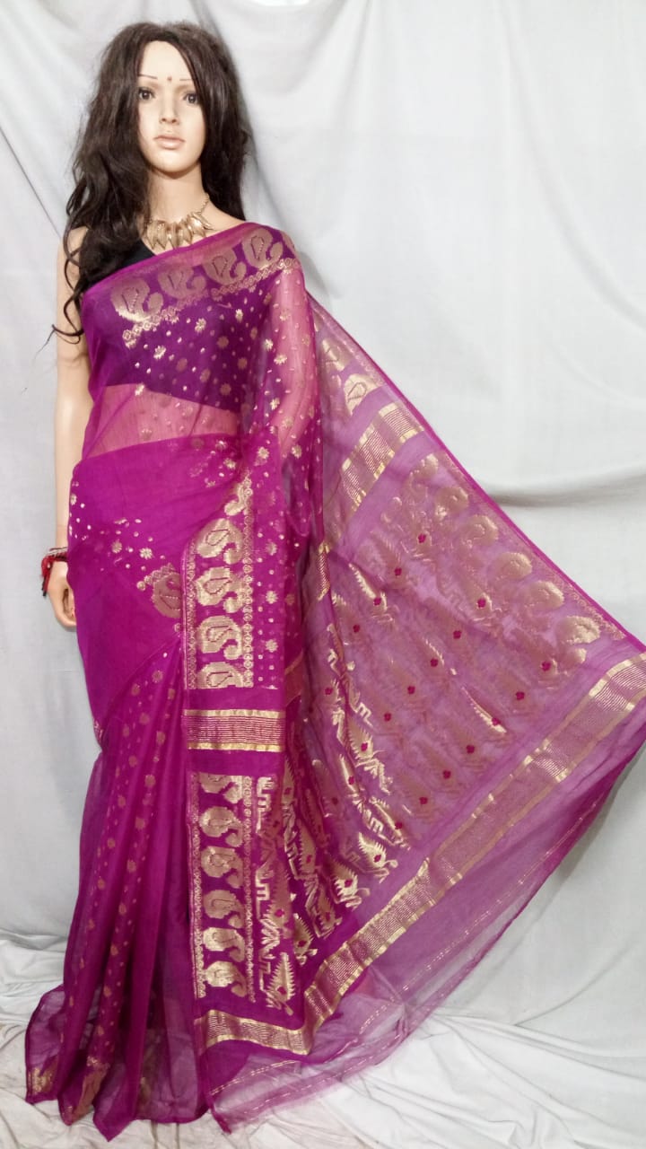 Purple Dhakai Jamdani Sarees - Dailybuyys