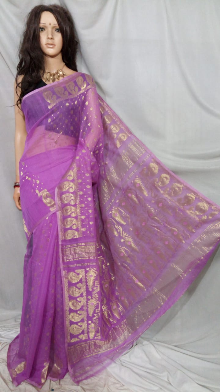 Viloet Dhakai Jamdani Sarees - Dailybuyys
