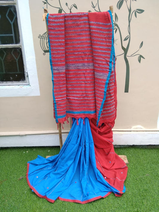 Pink Blue Khesh Sarees - Dailybuyys