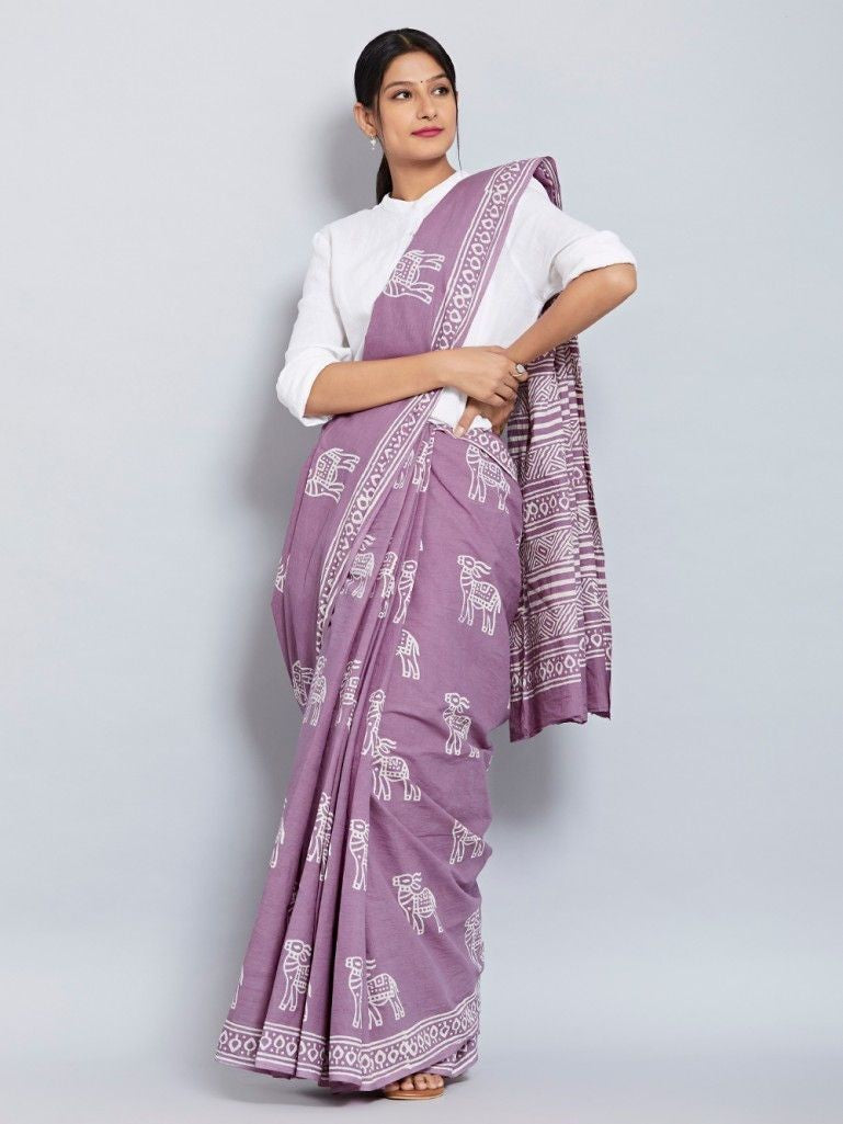 Violet Chanderi Silk Sarees - Dailybuyys