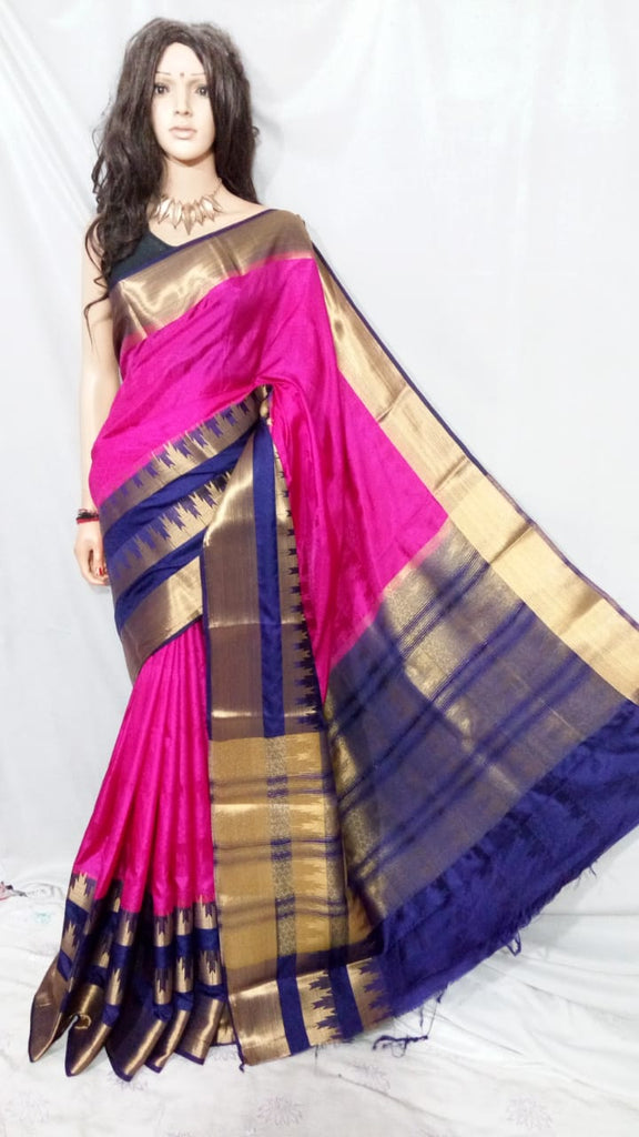 Purple Blue Kanjivaram Silk Sarees Get Extra 10% Discount on All Prepaid Transaction