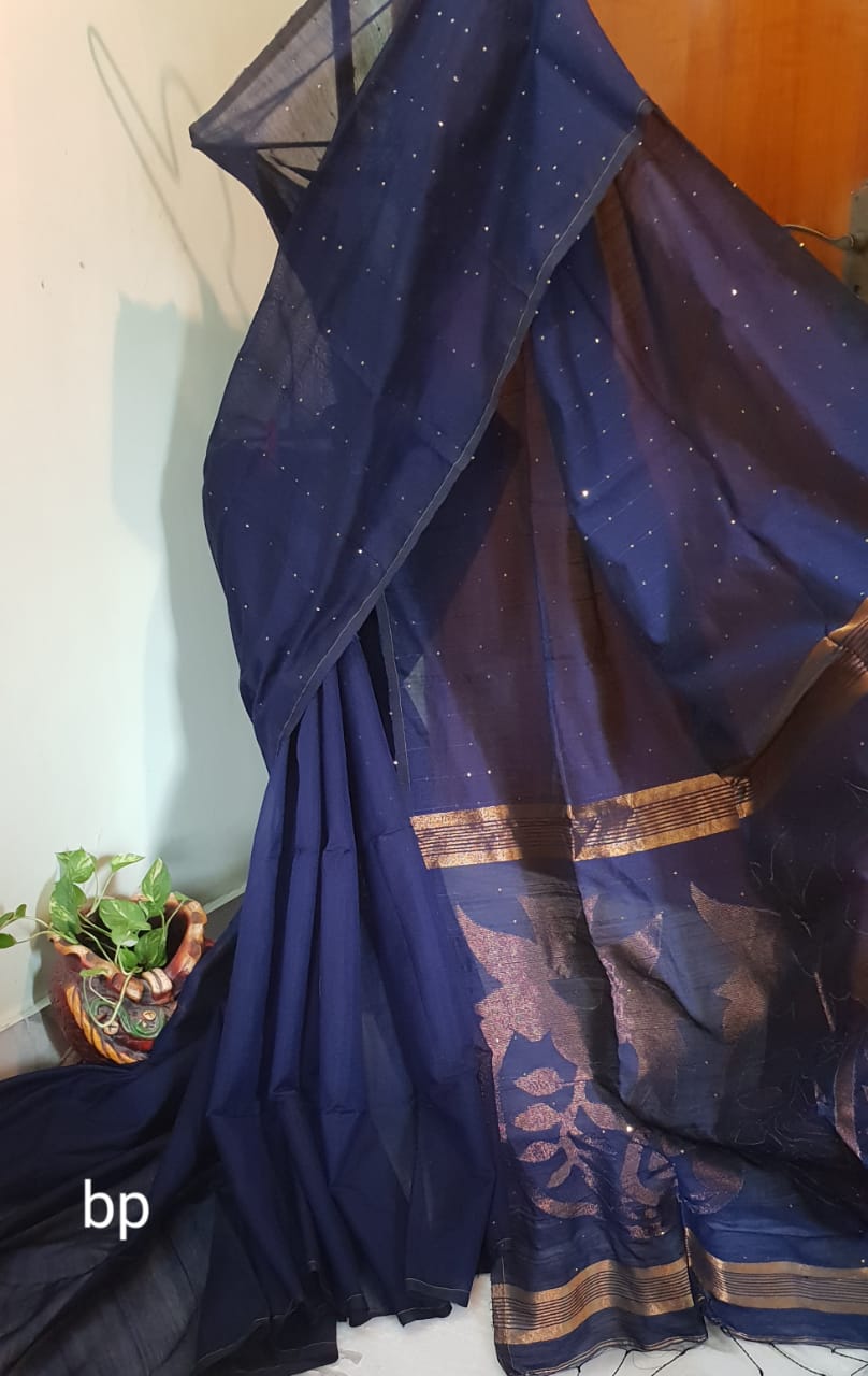 Blue Bengal Handloom Silk Sarees - Dailybuyys
