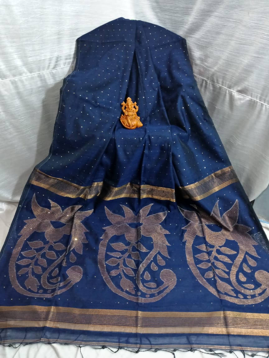 Blue Bengal Handloom Silk Sarees - Dailybuyys