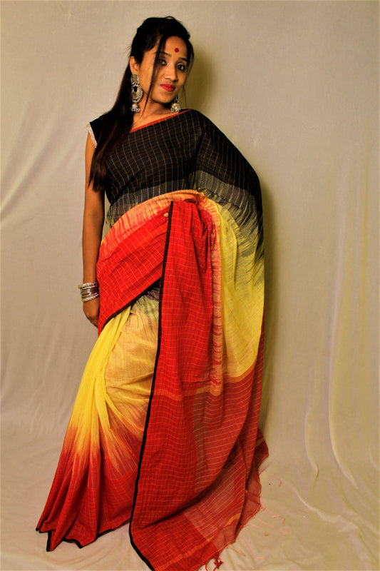 Yellow Black Ikkat Sarees - Dailybuyys