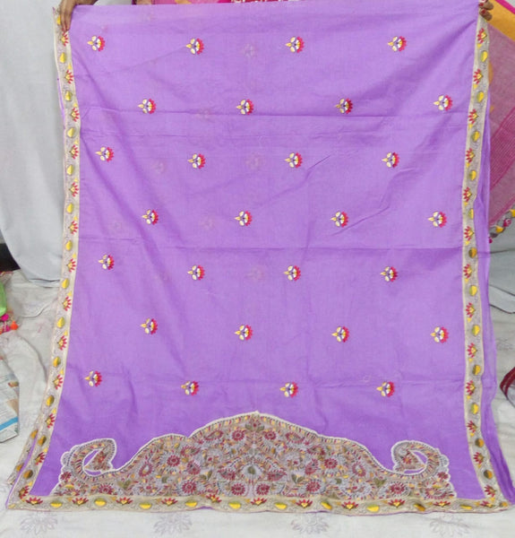 Purple Pure Cotton Handloom Sarees