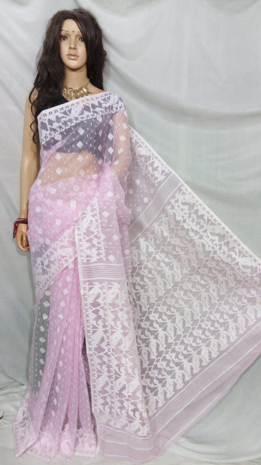 White Dhakai Jamdani Sarees - Dailybuyys